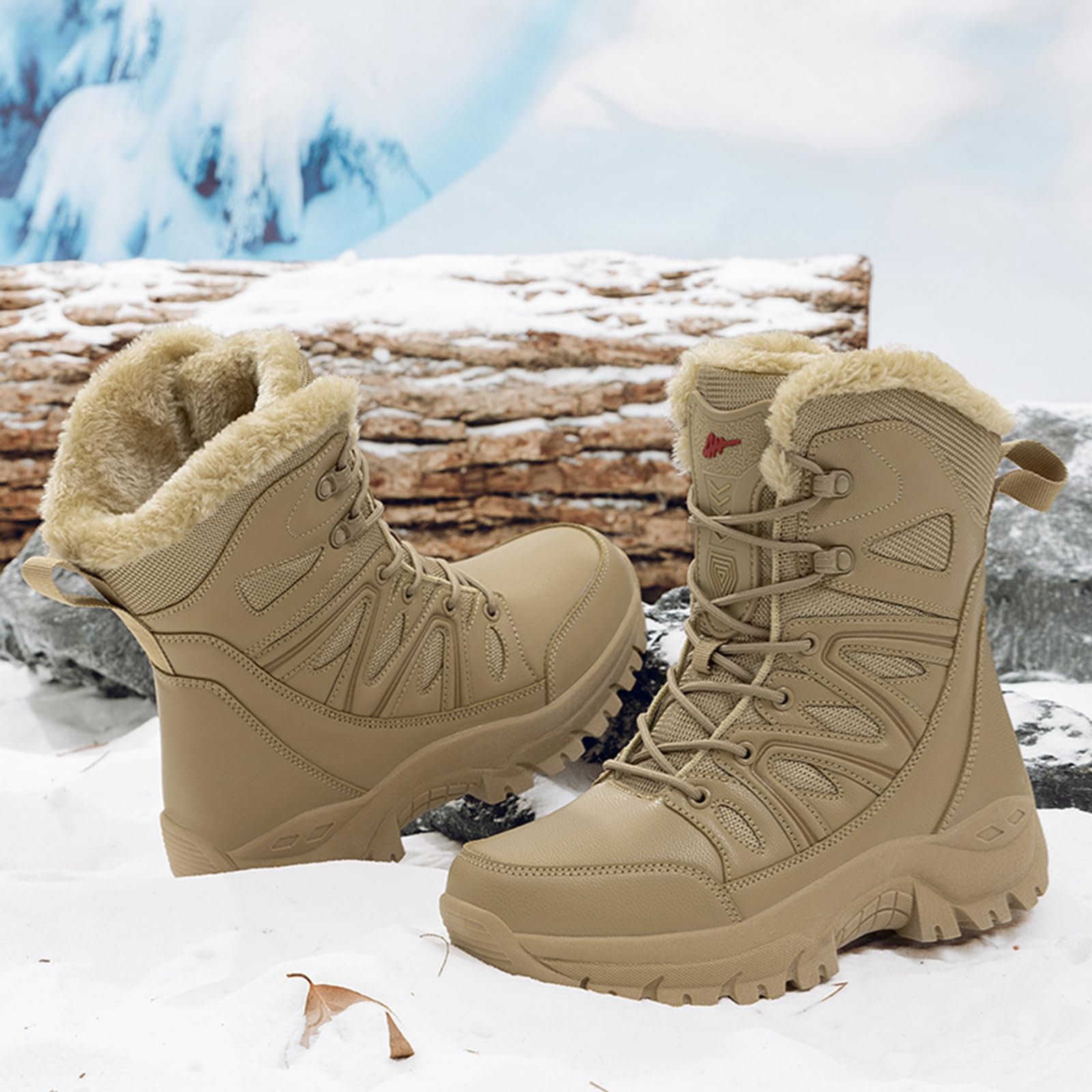 Onewus Męskie zimowe buty trekkingowe, ciepła podszewka z polaru i antypoślizgowa podeszwa, na śnieg, na co dzień i na wycieczki trekkingowe
