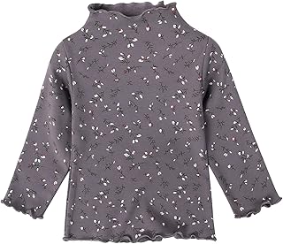 Sponsored Ad - Toddle Baby Girls Basic Floral Print Turtleneck T-Shirt Tops Kids Ruffled Collar Long Sleeve Soft Cotton Bl...