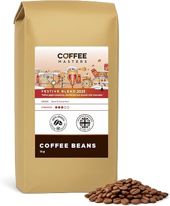 Coffee Masters Coffee Beans 1kg Limited Edition Festive Blend   Toffee Apple, Shortbread and Milk Chocolate Tasting Notes - 100% Arabica   Medium Roasted
