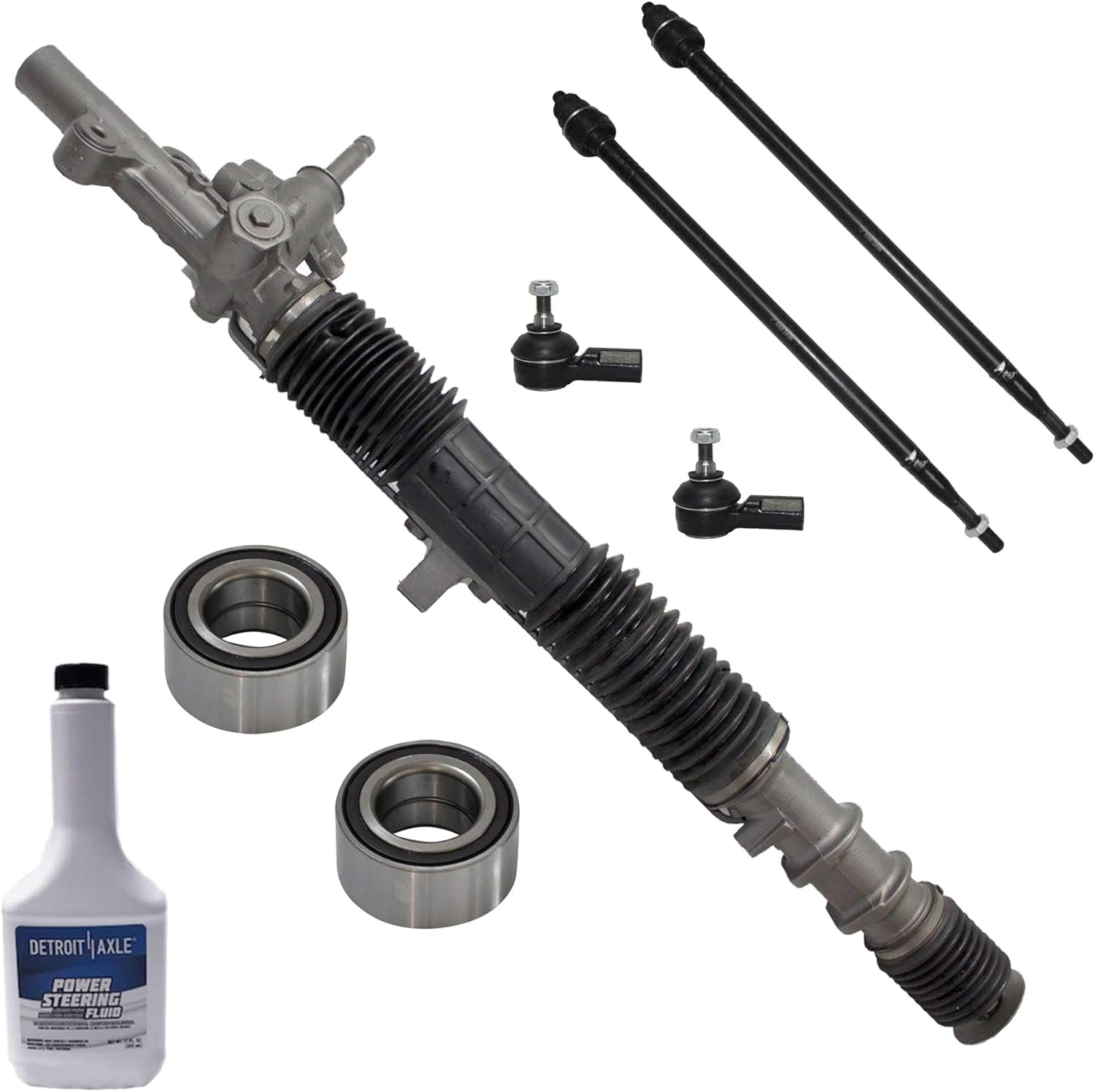Detroit Axle 8PC Complete Power Steering Rack and Pinion