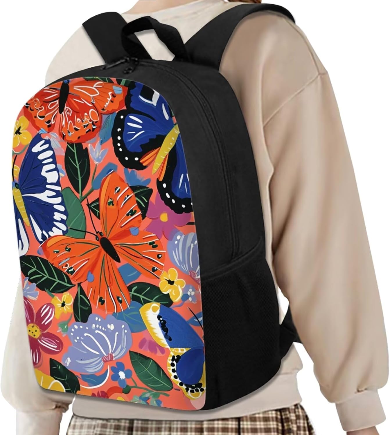 Modysero Large Capacity 3 Piece School Bag Bundle for Kids Butterfly Backpack Set for Girls Boys Daypack Set Durable Lightweight Bookbag Pencil Case Lunch Bag with Shoulder Strap