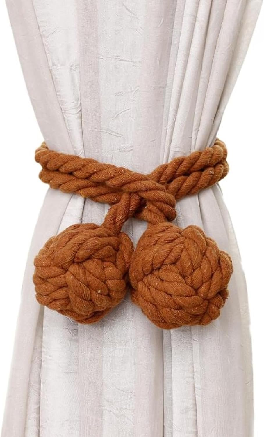Curtain Ties 2 Pieces Curtain Cotton Ball Double Ball Strap Curtain Strap Curtain Strapping Curtain Strap Golden (Brown)