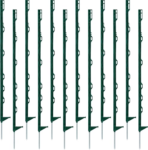 Sintuff Paquete de 50 postes eléctricos para cerca, postes de plástico de 40 pulgadas, postes de valla resistentes para patio de jardín, valla de