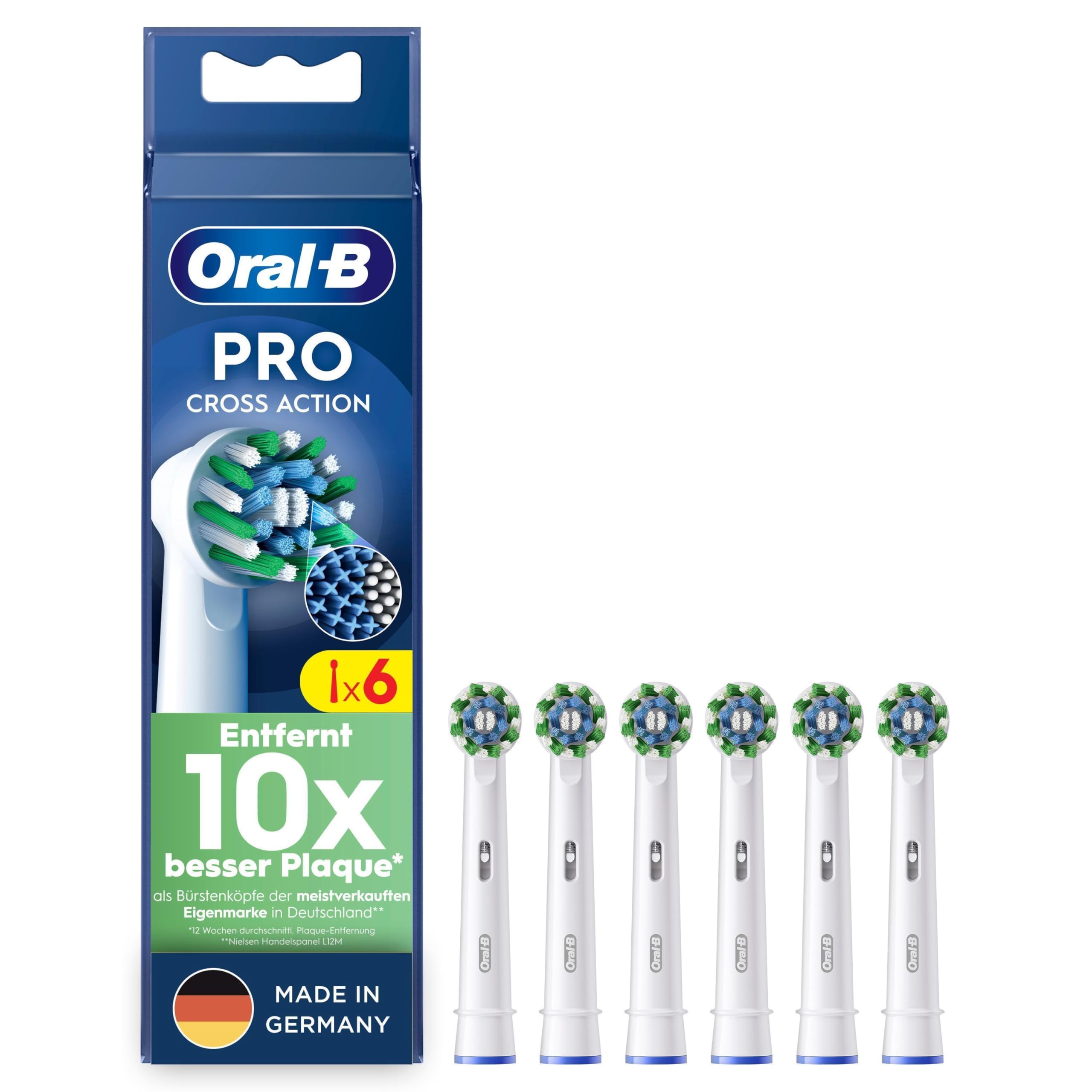 Oral-B Pro CrossAction – ORIGINAL Aufsteckbürsten für Elektrische Zahnbürste – Weiß, 6 Stück