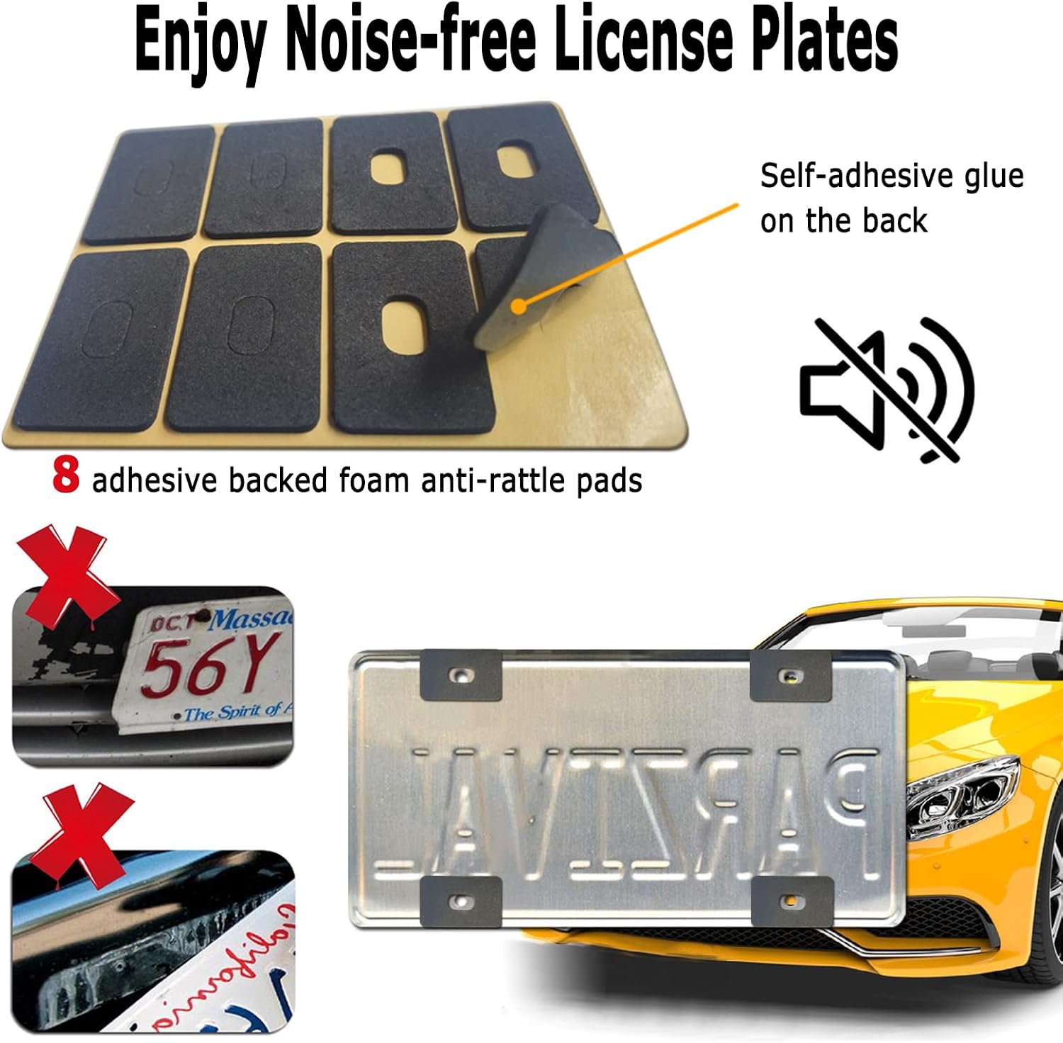 Blue License Plate Frames- Aluminum Front & Rear Car Tag Covers for Men Women, 2 Pack 4 Hole Thin Slim Holders with Mounting Hardware Kit- Screws, Rattle Proof Pads