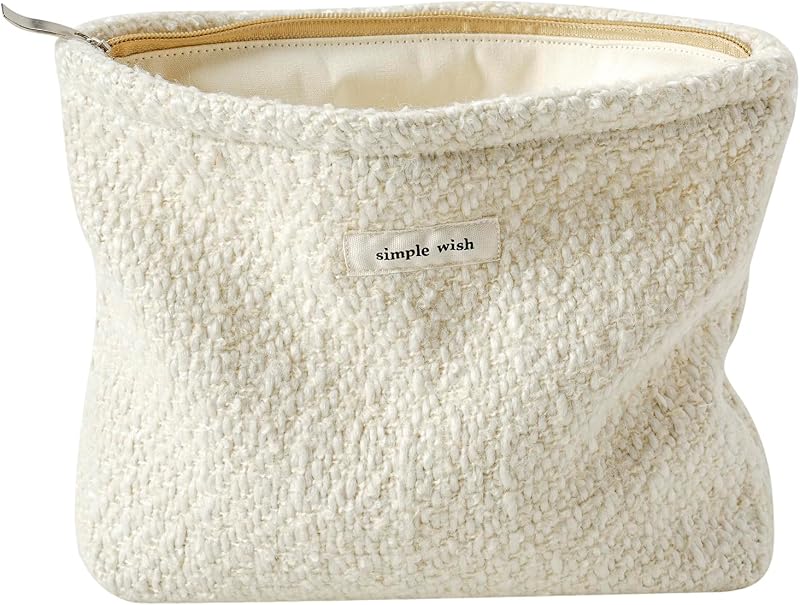 Necessaire de maquiagem de lã trançada RSRSLEII, estilo vintage, 03Beige Wool