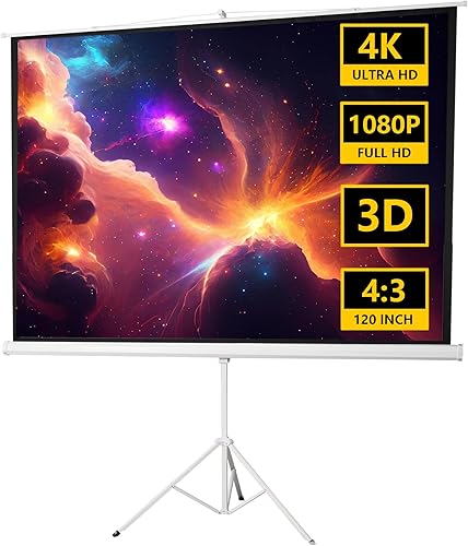 Miniatura 9 de Pantalla de proyector de 100 pulgadas, pantalla de proyector con soporte, pantalla de proyección al aire libre, pantalla de proyección de cine