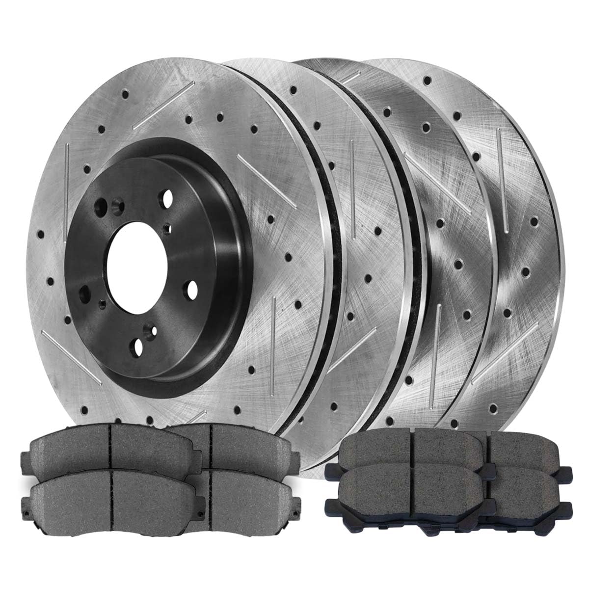 10-Pc Front & Rear Brake Kit For 2005-2010 Honda Odyssey – Drilled & Slotted Rotors + Ceramic Pads