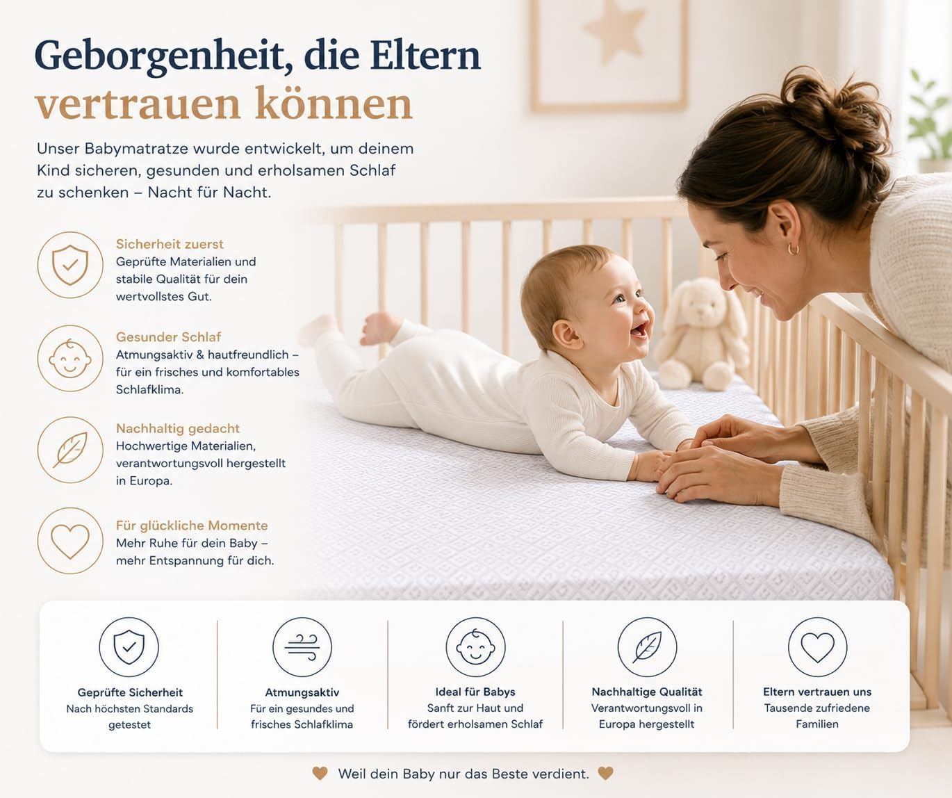 Matratze Maxi 70x140 | kindermatratze - 100% Polycotton Einfach Waschbarer Bezug | kinderrollmatratze | Tragbar Matratze fur Kider | kindermatratze