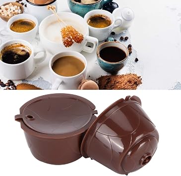 Reusable Coffee Capsule Filters, Refillable Coffee Pods Capsule Filter Cups Kit with Cleaning Brush and Measuring Spoon for Dolce Gusto Machine (3 cups + 1 spoon + 1 brush)