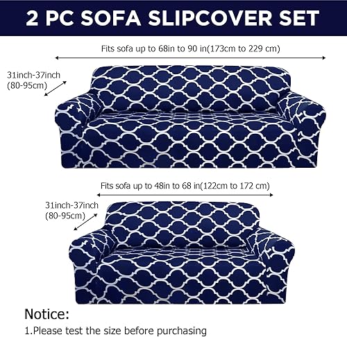 Miniatura 2 de Peryiter Juego de 2 fundas de sofá para sala de estar, protector de muebles, sofá y sofás, funda de sofá biplaza y silla, protector de muebles,