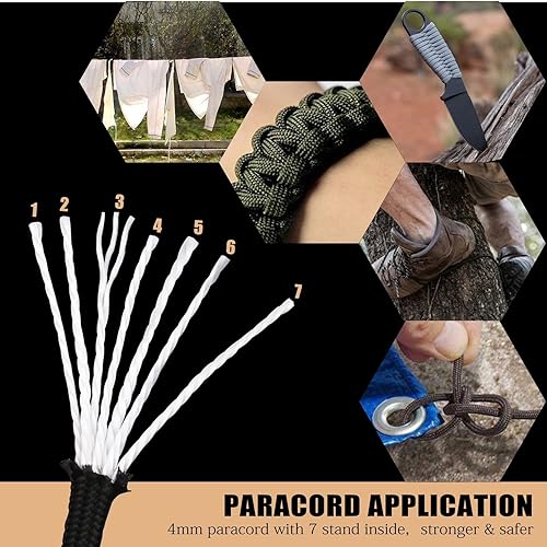 Miniatura 4 de SummitSeeker Gear - Llavero táctico de cuerda de paracaídas 9 en 1 cuerda de supervivencia de grado militar con mosquetón