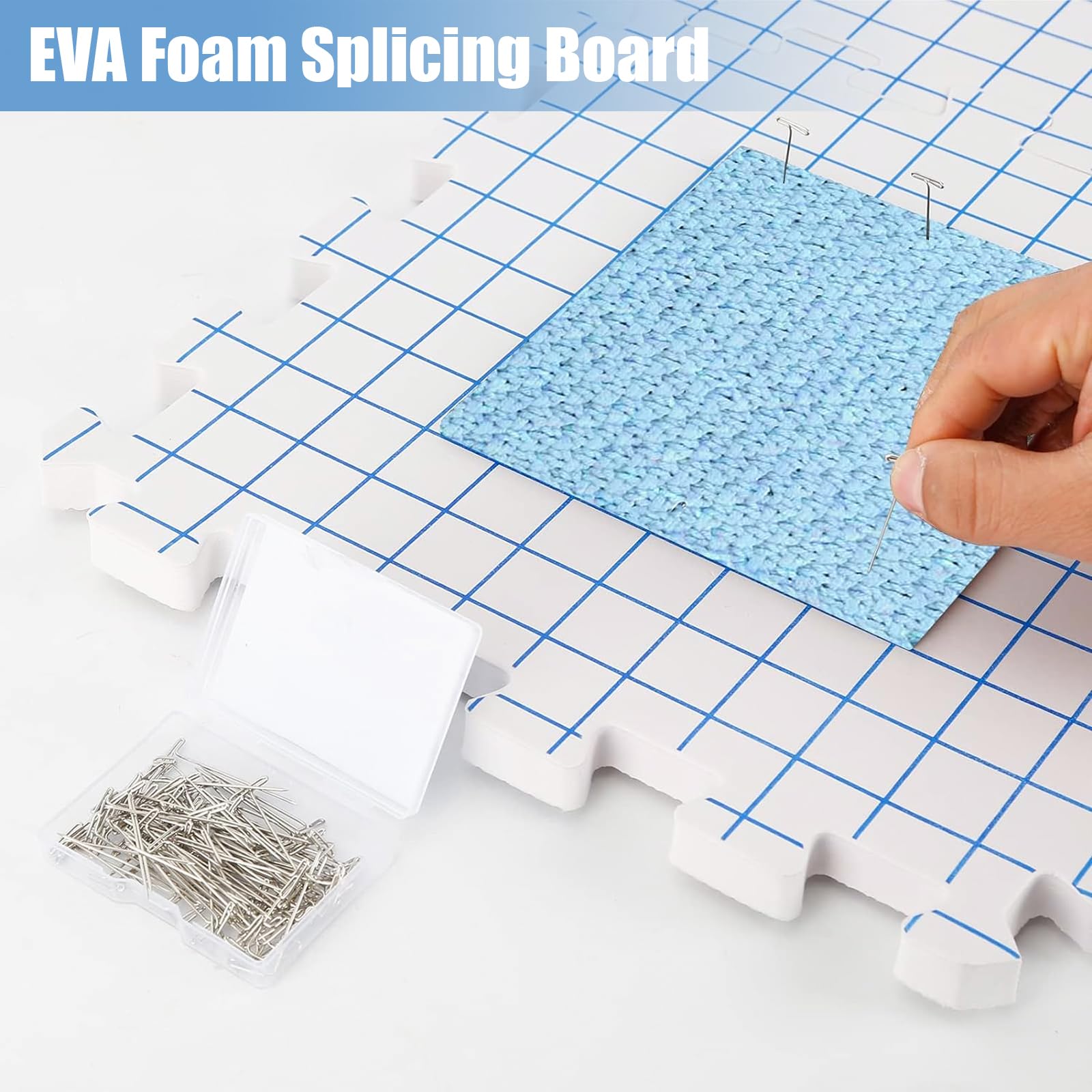 Set 4 Tappetini Per Maglia - Con Griglia E Spille, 30x30cm, Ideali Per Bloccare - Foto 4