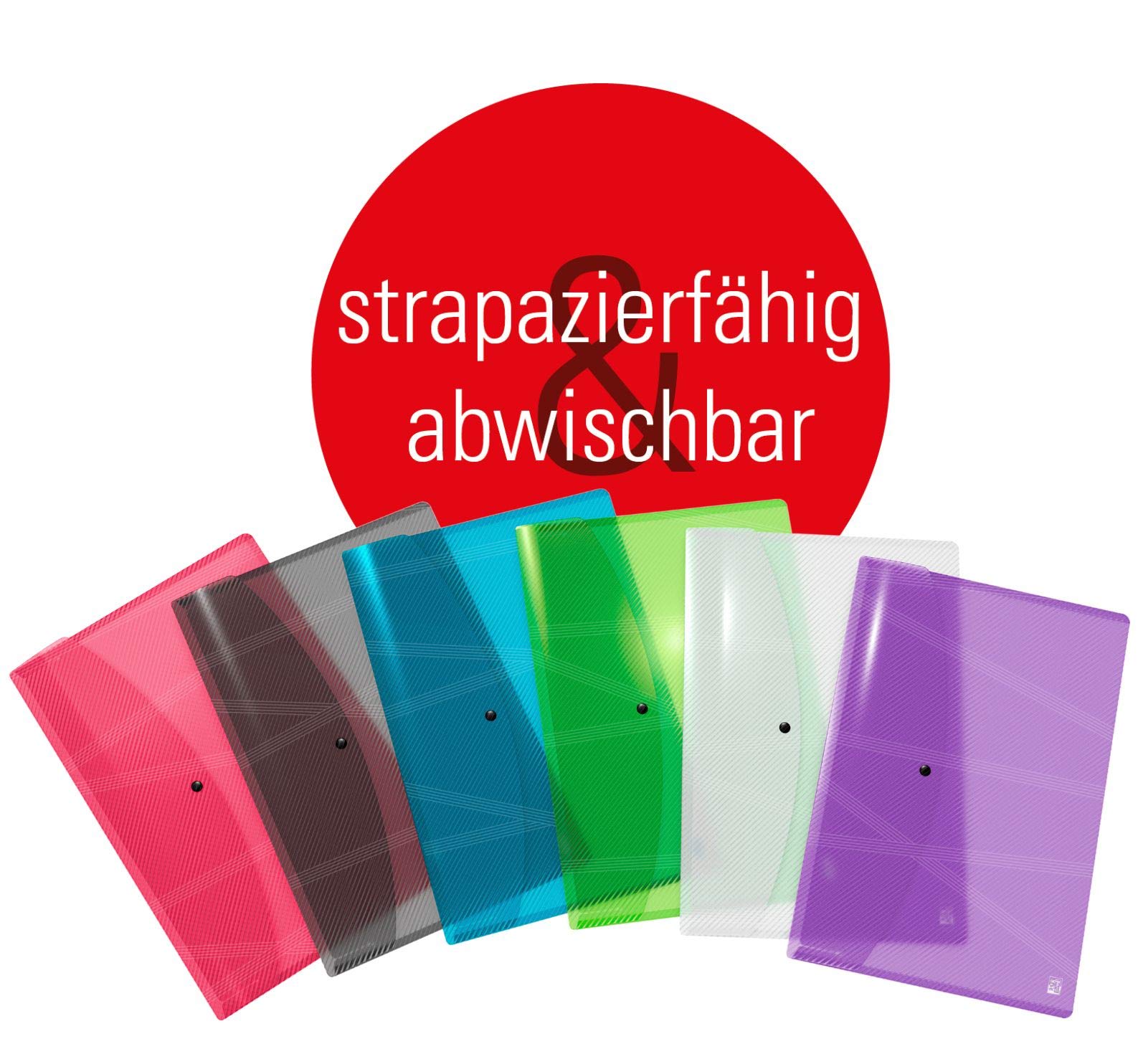 Oxford Hawai A3 Plastic Wallets Clear 6 Colours Pack of 10, assorted colours - Image 4