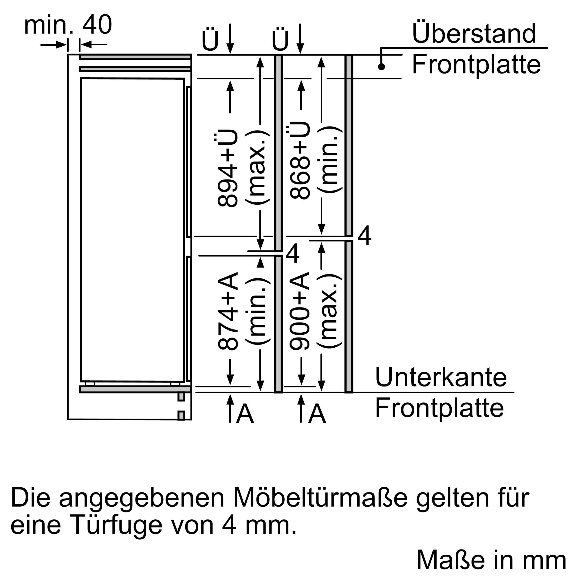 Siemens KI85NNFE0 iQ100 Einbau-Kühl-Gefrier-Kombination, 177,2 x 54,1 cm, 150 L Kühlen & 99 L Gefrieren, noFrost, autoAirflow - gleichmäßige Kühlung auf allen Ebenen, LED-Licht