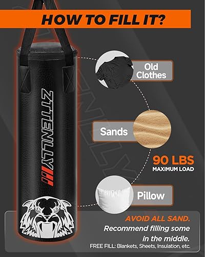 Miniatura 4 de Saco de boxeo para niños con guantes, piel sintética y correa de altura ajustable, juego de bolsas de boxeo para niños de 3 a 8 a 14 años, ideal