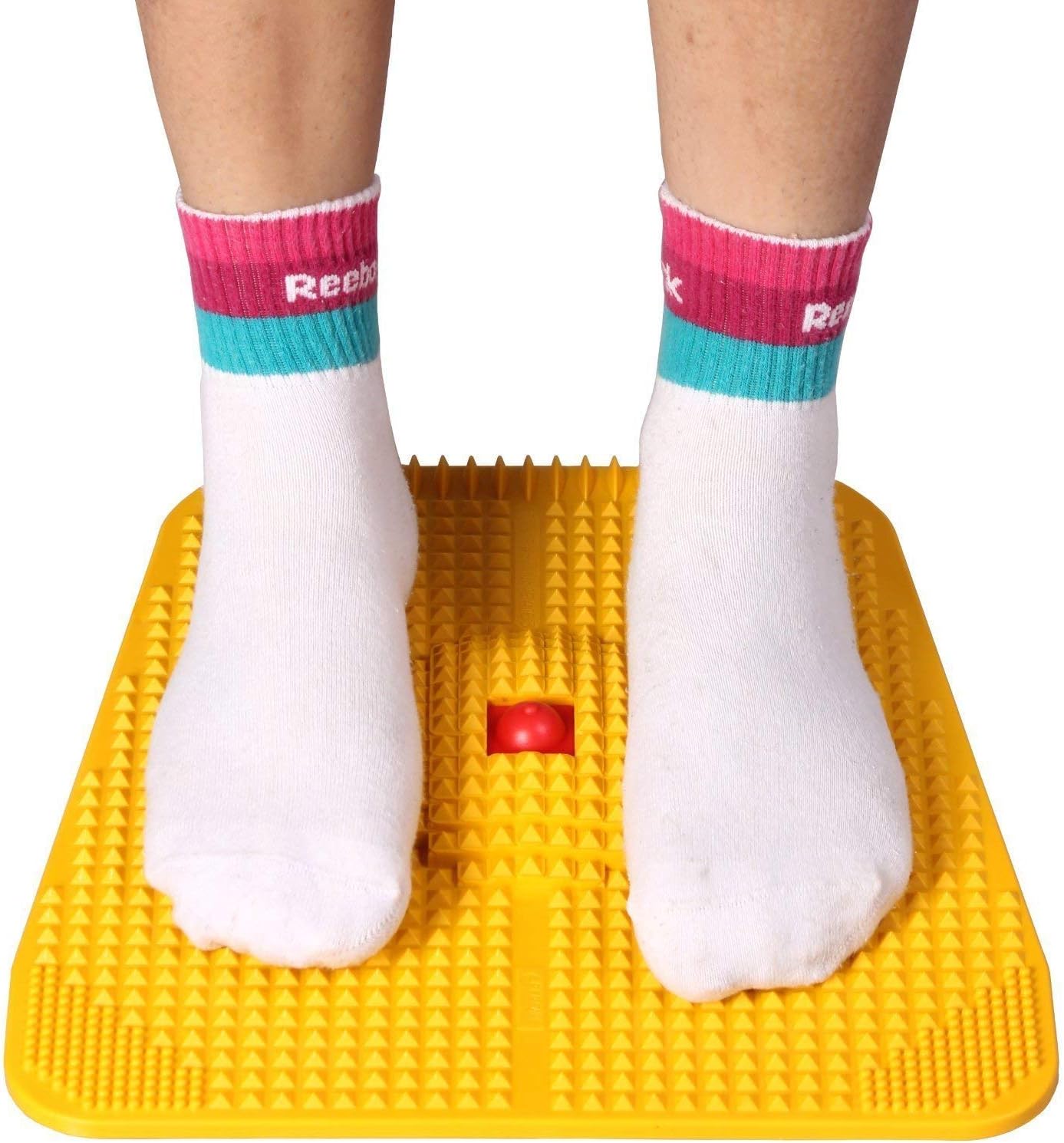 Blood Circulation Foot Massager Acupressure Power Magnet Pyramids Mat (Yellow)