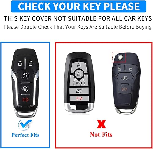 Miniatura 2 de QBUC Funda para llavero Ford con llavero, carcasa de llave compatible con Ford Explorer F150 Lincoln MKC MKX MKZ Fusion Mustang Edge Accesorios de