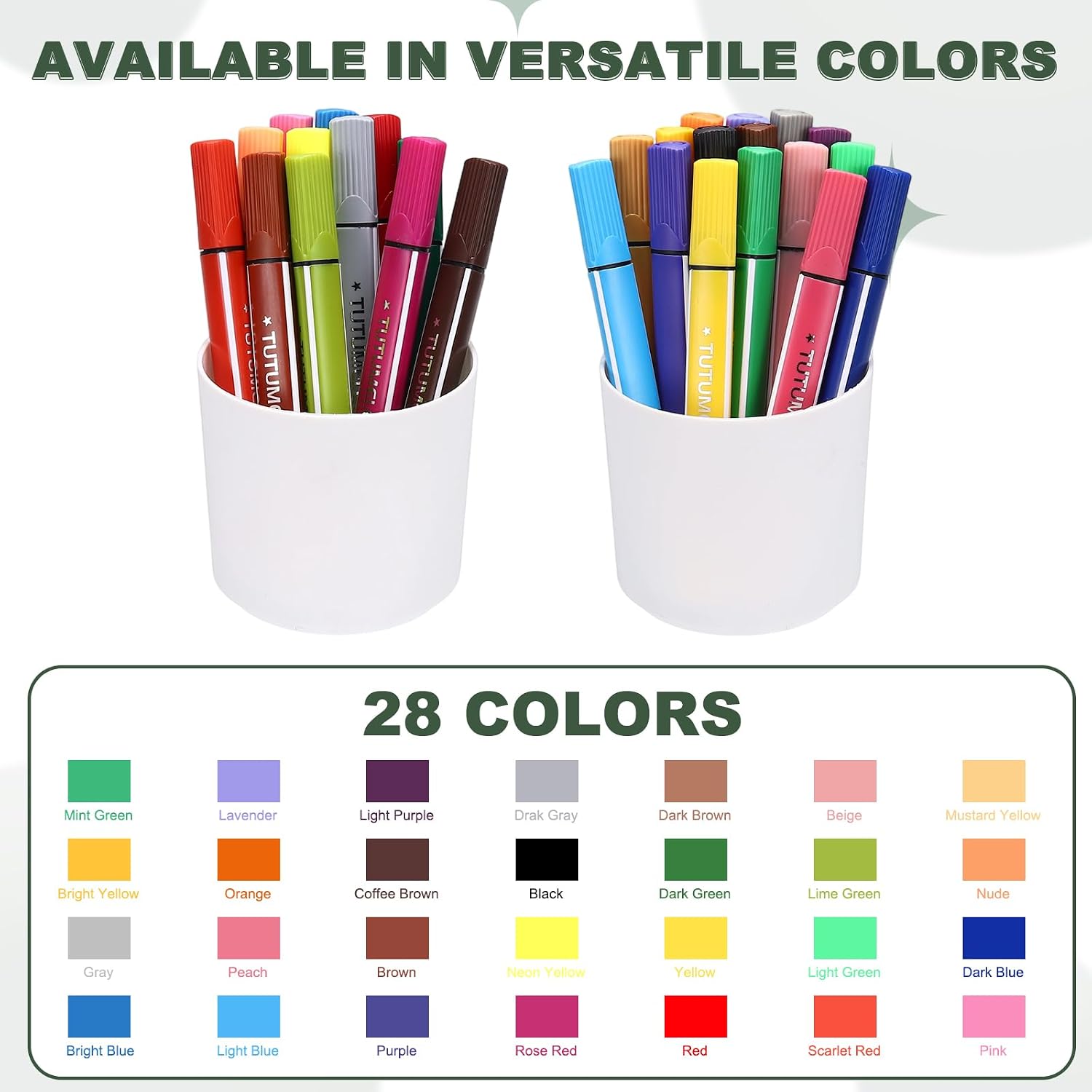 PATIKIL Coloring Markers, 12 Pack Dark Green Triangle Washable Coloring Drawing Doodling Markers Easy to Clean Bright Color Pen Bulk for Adult Coloring Books Home Office and Study Use image 3