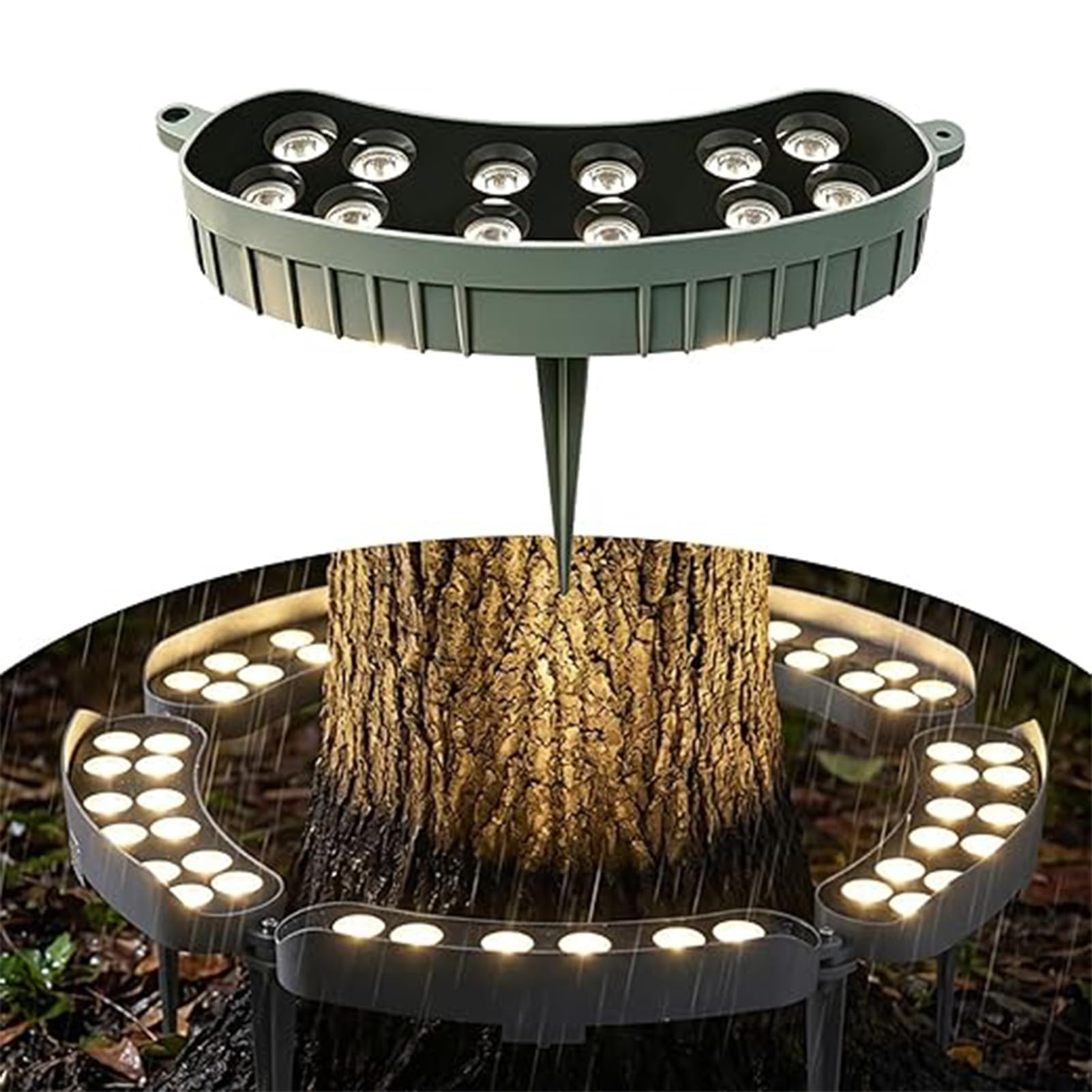 QICBYING LED Ring Tree Light, Outdoor Waterproof Landscape Spotlight, Die-Cast Aluminum Tree Hug Uplights With Ground Stake For Garden Pathway Accent, Circular Wrap Around Lamp(Purple,12W(220v))