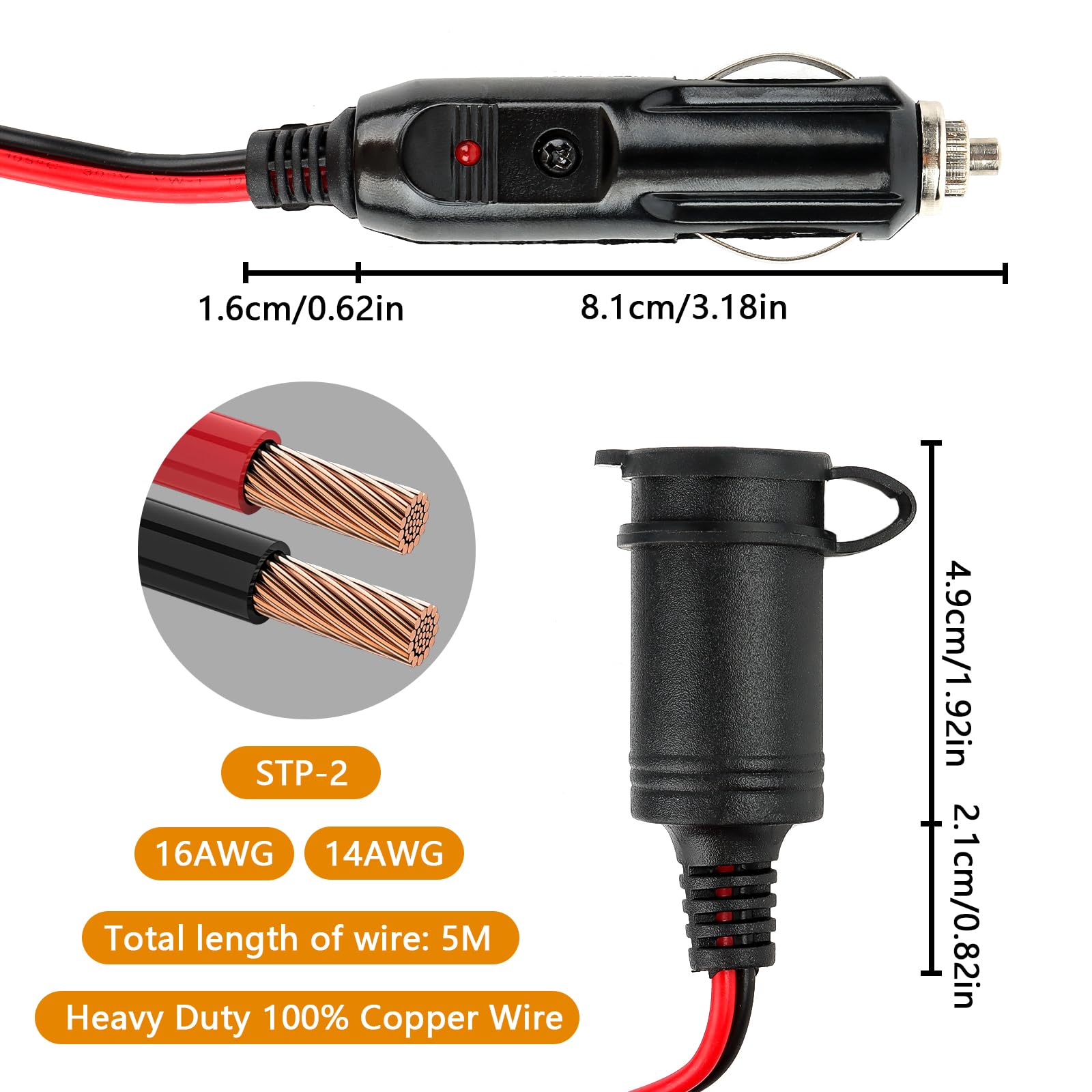 Cavo Di Prolunga Per Accendisigari Ulisem Da 1 A 2, Presa Accendisigari Per Auto Da Maschio A Femmina Adattatore Splitter Cc 12v 24v Da 1 A 2 Con Luci Led Spina Maschio Con Fusibile 87850602