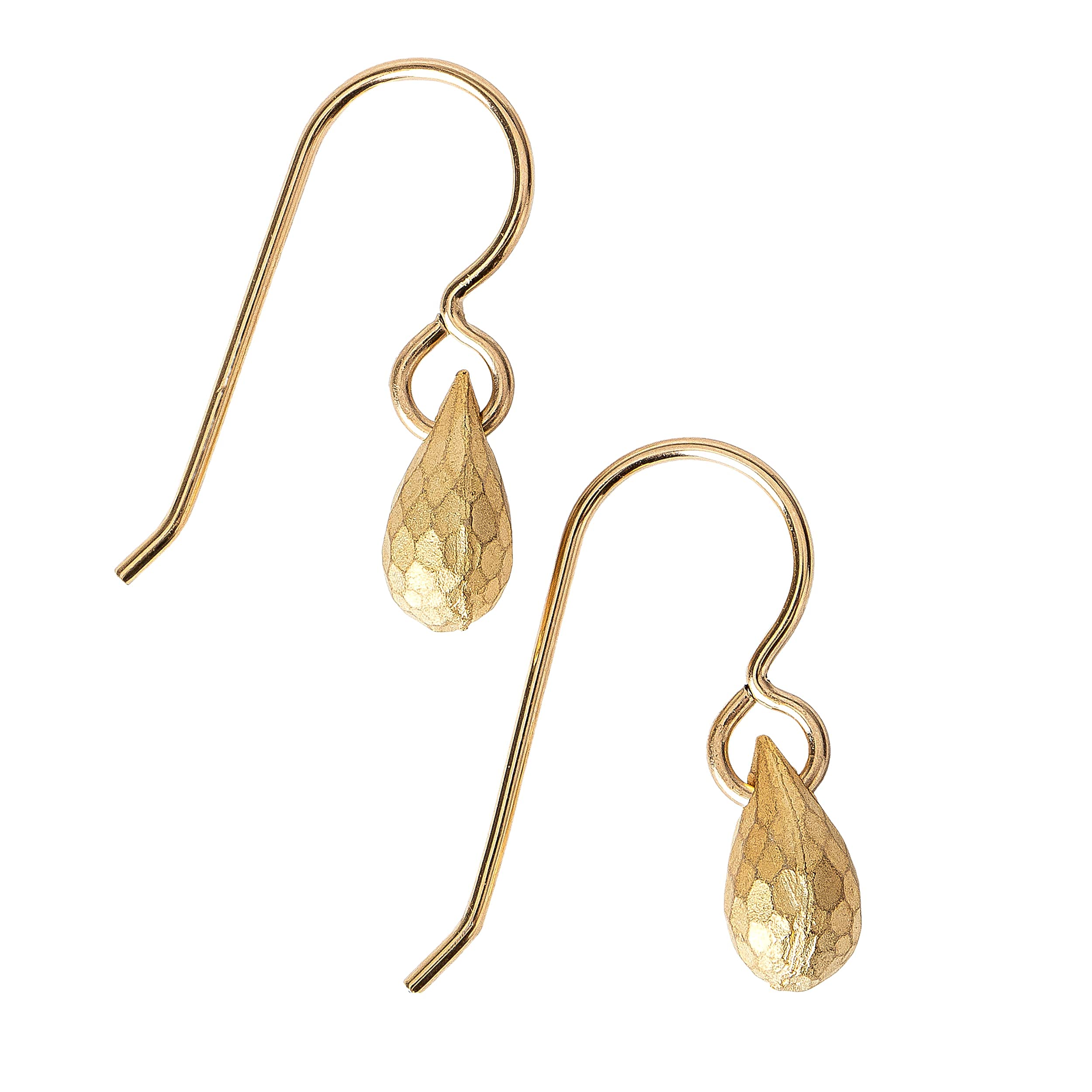 Tiny Faceted Teardrop Dangle Earrings (Gold)
