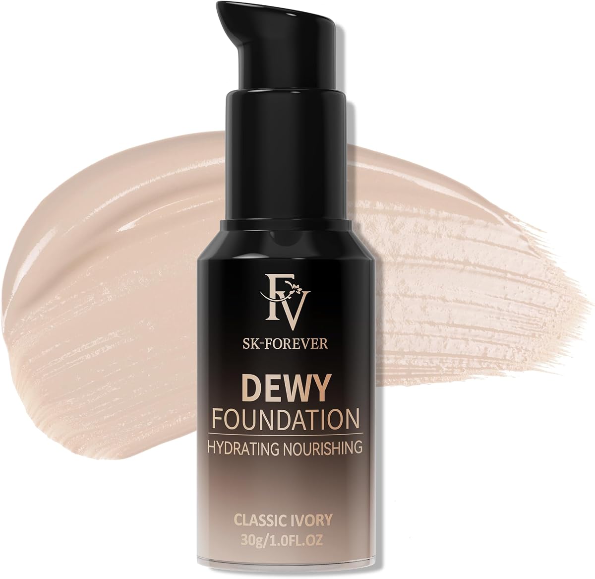 FV Full Coverage Liquid Foundation, Hydrating & Concealing, Long Lasting Stain Finish, Flawless Radiance, Waterproof Foundation for Combination Skin, 1.0 FL.OZ (Classic Ivory)