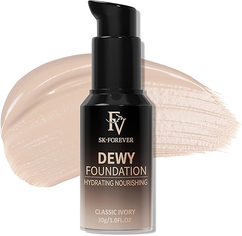 FV Base líquida de cobertura total, hidratante e ocultante, acabamento de manchas de longa duração, brilho impecável, base à prova d'água para pele mista, 3 ml (marfim clássico)