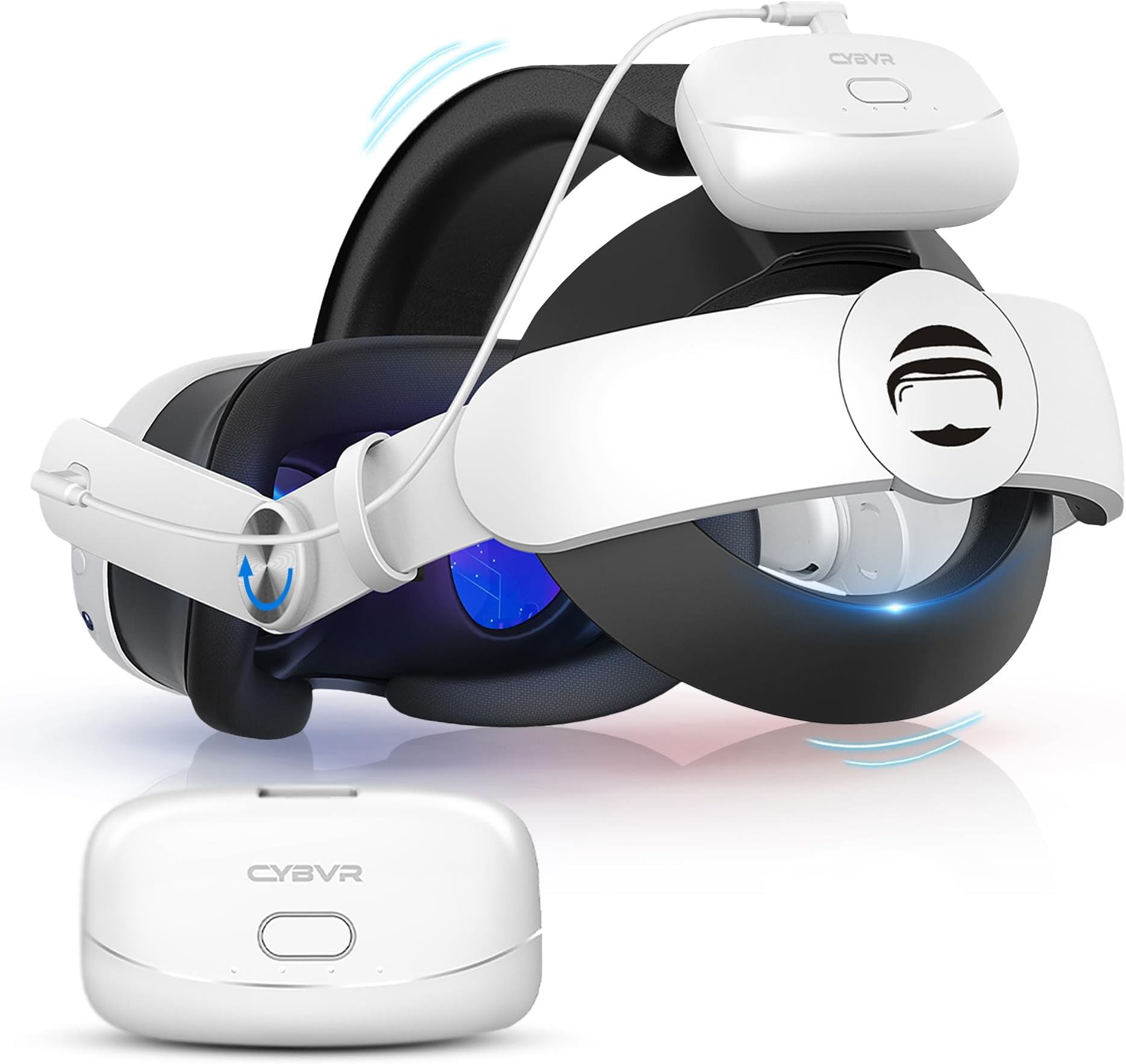 CYBVR Elite Comfort Head Strap with Hot Swappable Battery Pack for The Meta Quest 3 - Meta Quest 3S Accessories for Extended Gameplay and Superior Comfort