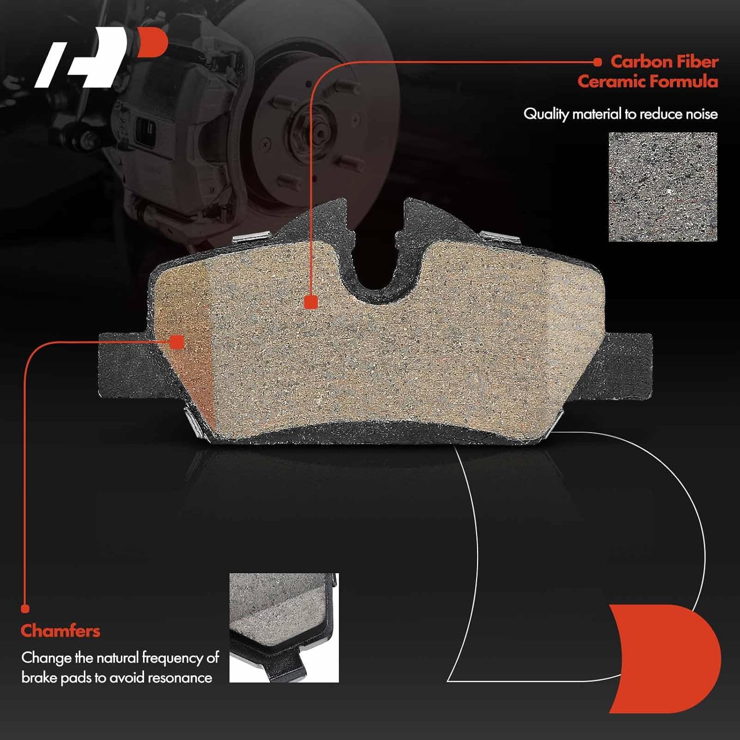 A-Premium Rear Ceramic Brake Pads Set Compatible with Mini Cooper 2015-2022, 1.5L 2.0L, 4-Pack