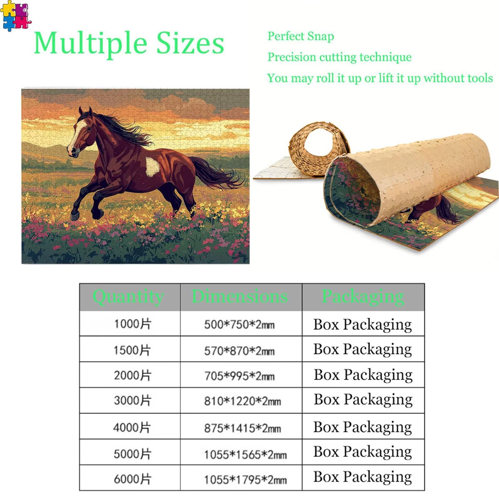 Puzzle 6000 elementów, łąka koń puzzle 6000 elementów dorośli i dzieci, premium artystyczna łamigłówka, 179,5x105,5 cm Klasyczna gra puzzli dla dorosłych, dekoracja domu, prezent dla mężczyzn s7h-13