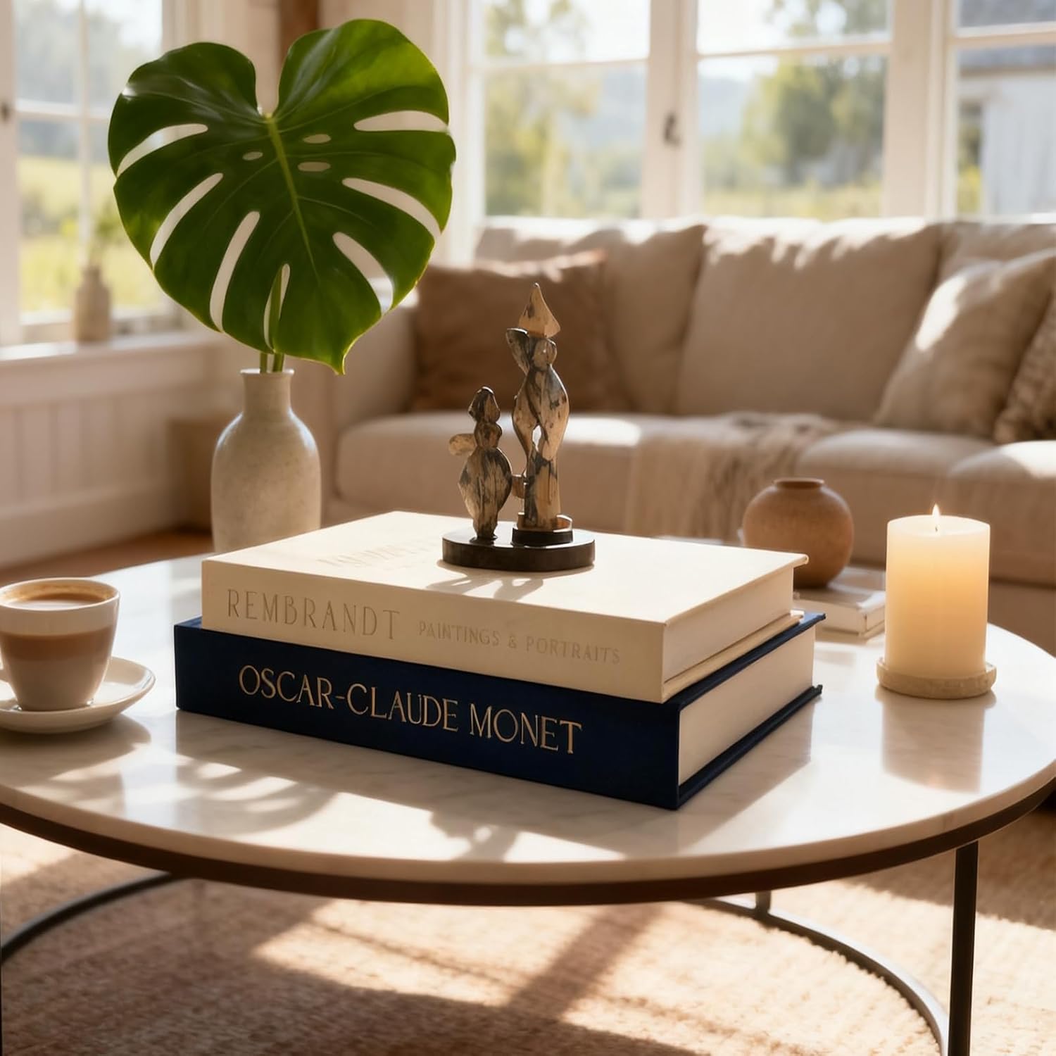 Decorative Books -Set of 2 Linen Covered Boxes Enhance Your Coffee Table,Bookshelf Decors,Aesthetic Fake/Faux Book for Modern Home Decoration, Jewelry Box and Photo Storage Box（Dark Blue and Beige）