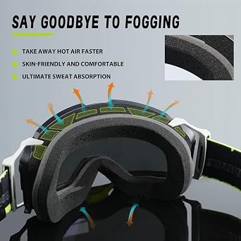 Dirt Bike Goggles Over Glasses Anti-Fog, Motorcycle Protective Eyewear Motocross Goggles for Men Women