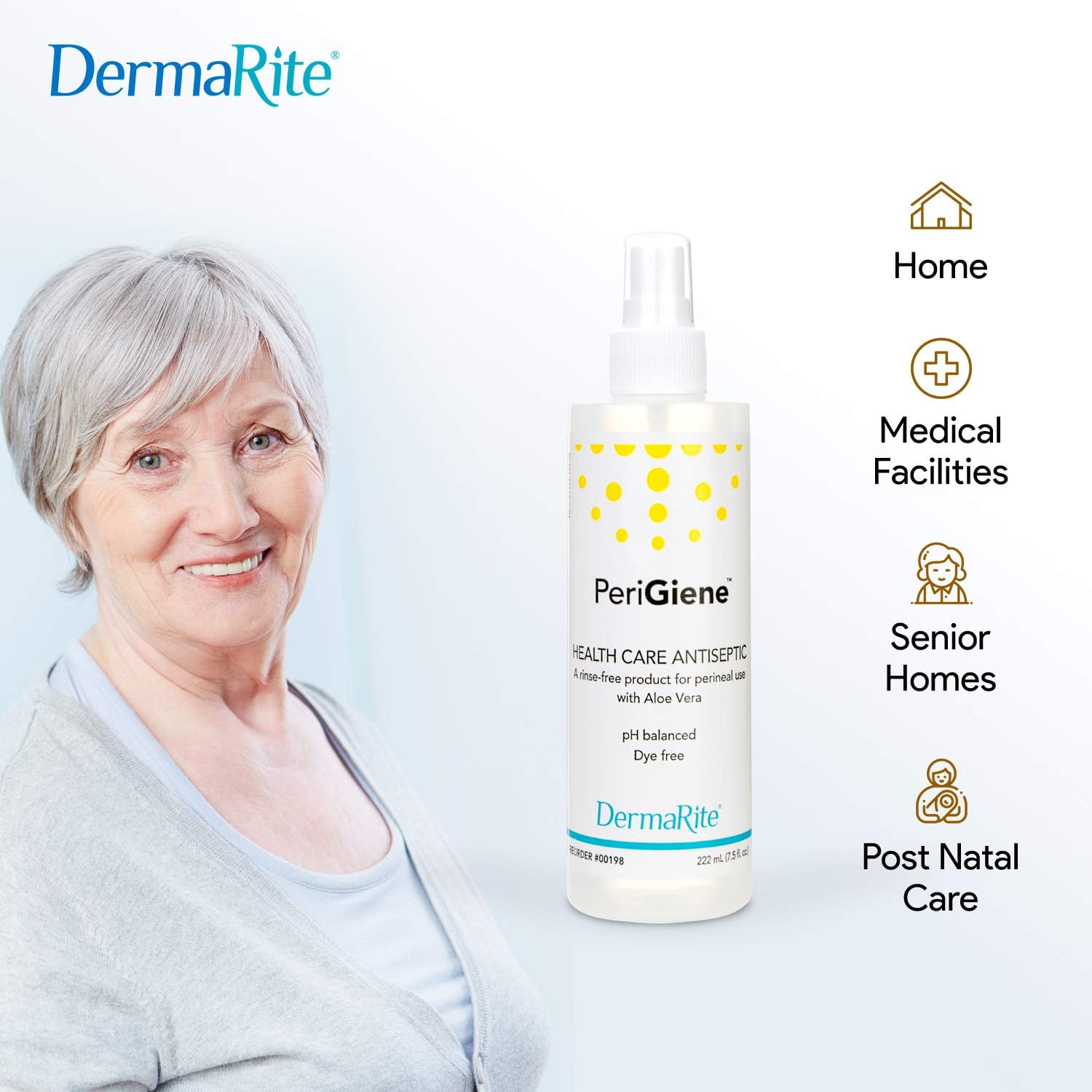 PeriGiene Antimicrobial No-Rinse Perineal Cleanser 7.5 Ounce Spray Bottle: Health & Personal Care