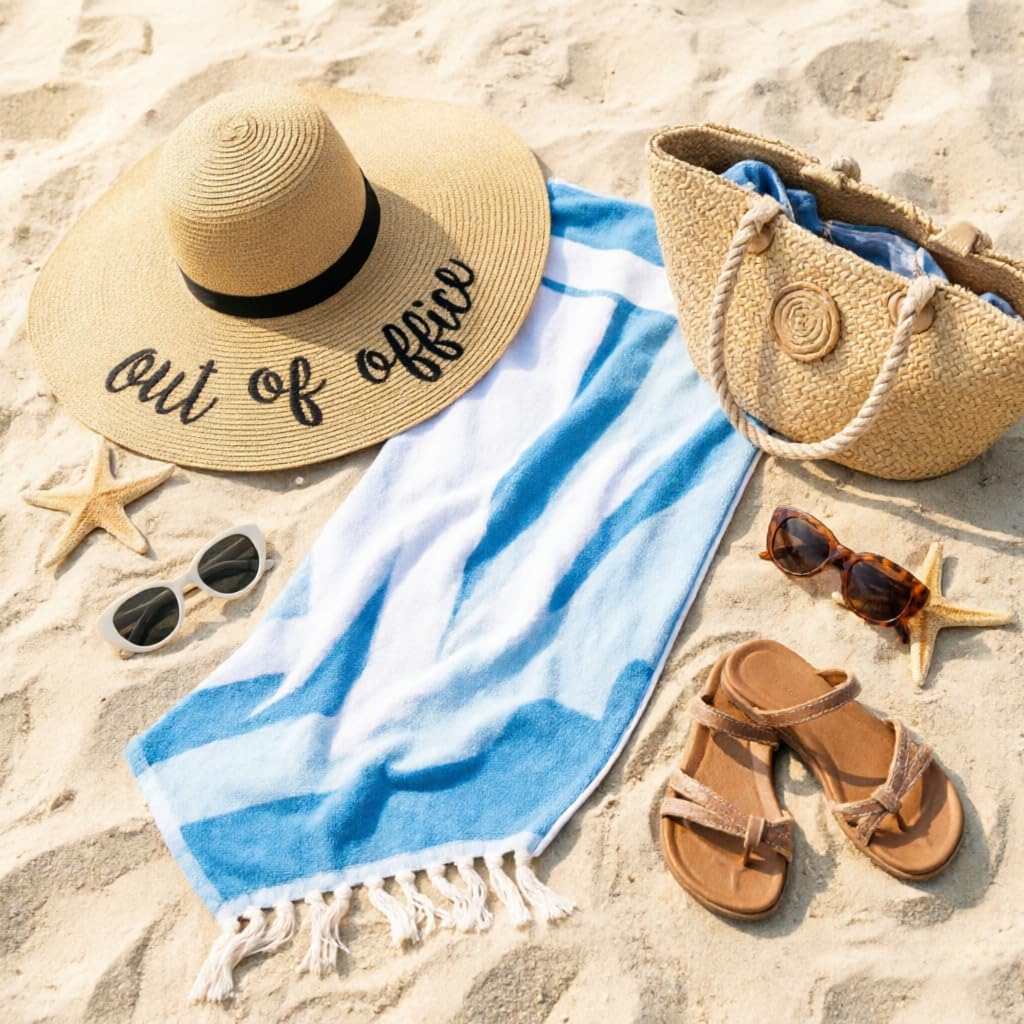 DRESHOW Big Straw Sun Hats for Women Floppy Foldable Roll up Beach Cap Sun Hat UPF 50+ Vacation Honeymoon Embroidered Hat