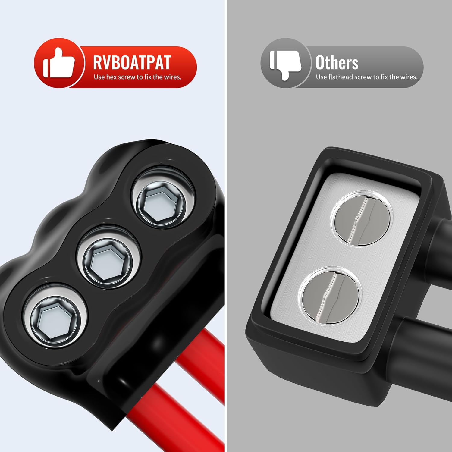 6 Pack Insulated Tap Connector 3 Port 2-14 AWG Aluminum Wire Connector Single-Sided Entry 5/32" Allen Hex Electrical Power Connectors