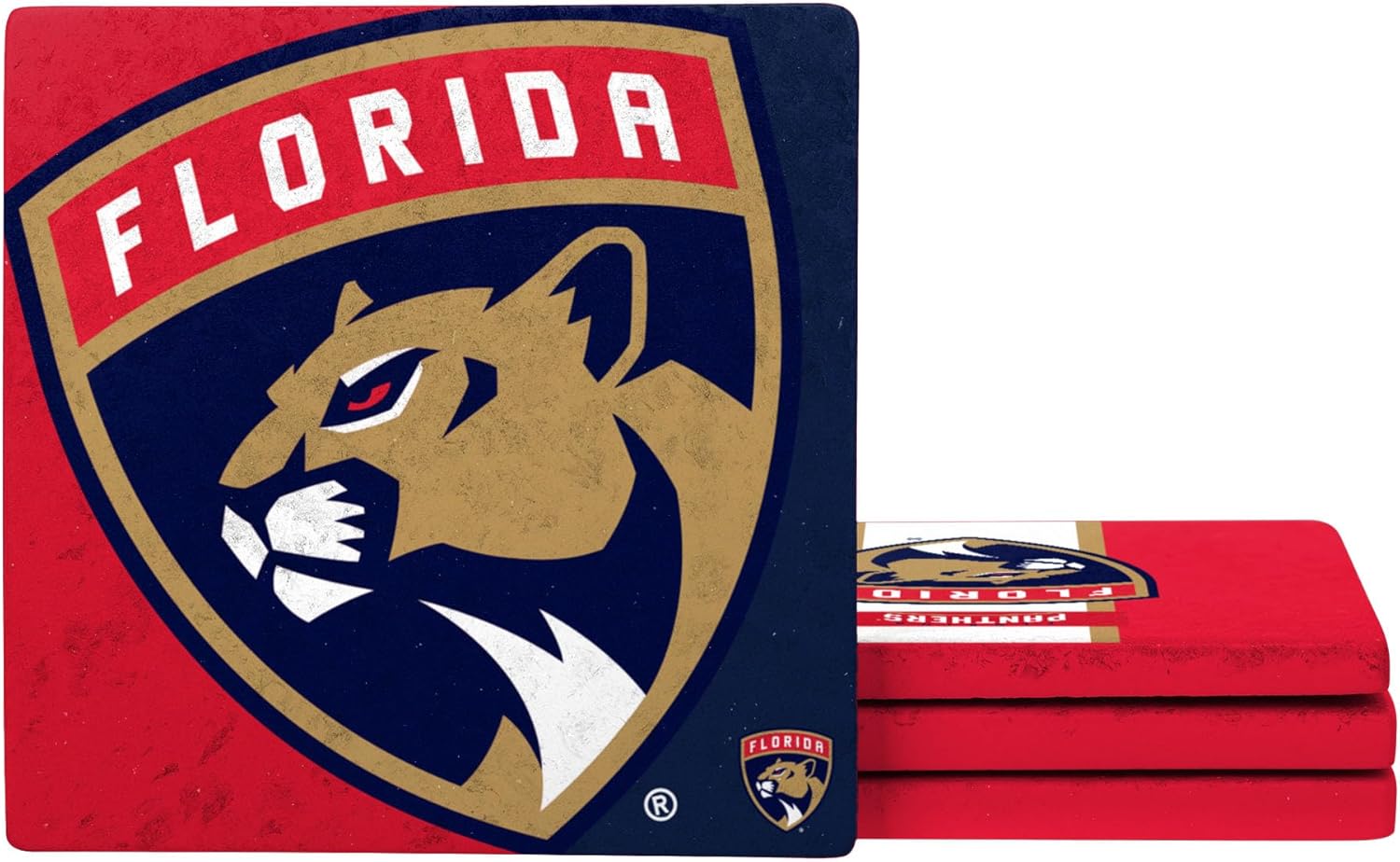 FOCO NHL Official 4-Pack Beverage Drink Ceramic Stone Coaster Set (Florida Panthers) - Image 3
