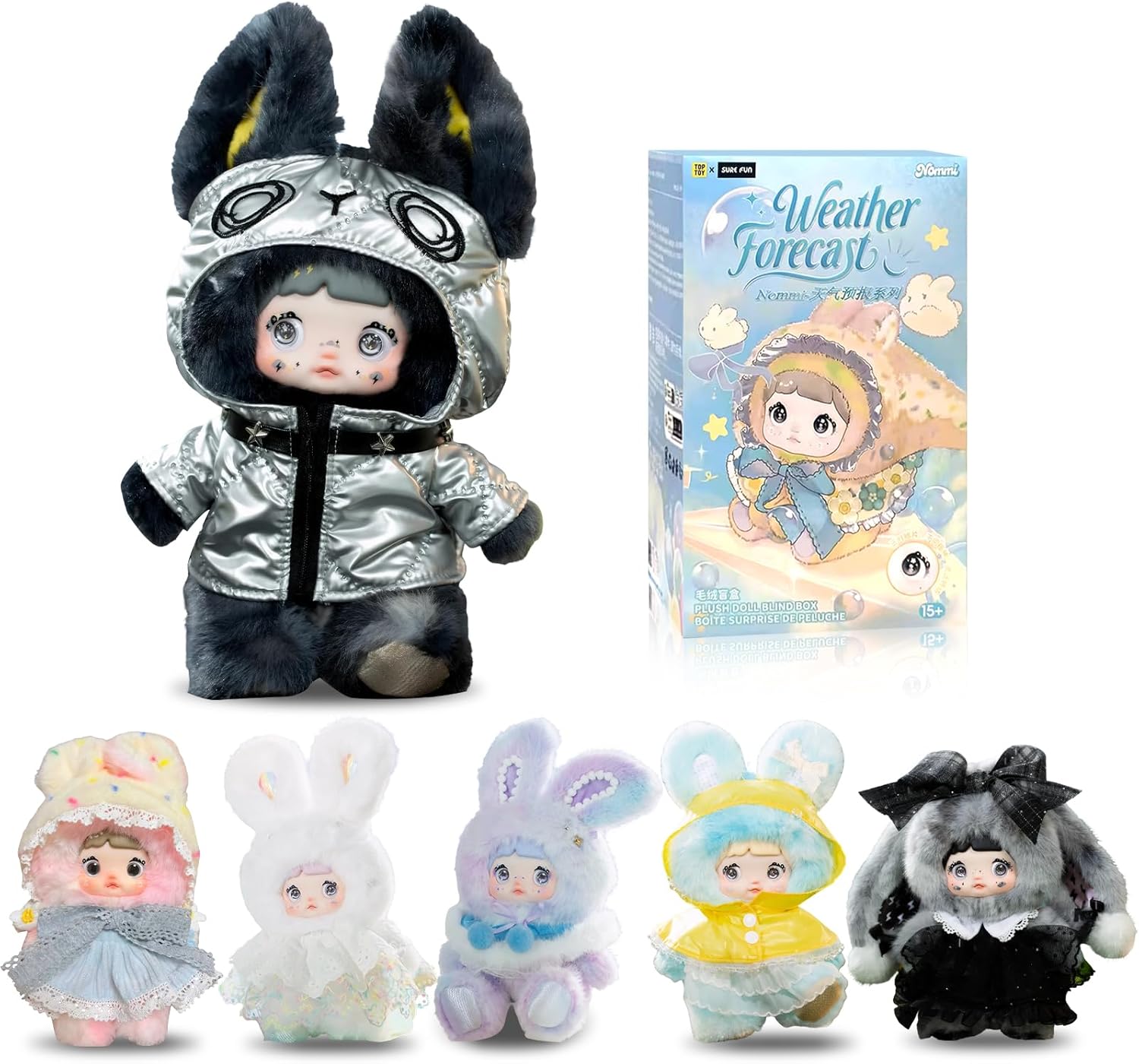 Plush Blind Box,Cute Nommi Weather Forecast Series Stuffed Blind Box Doll 1PC,Unique Designs Keychain & Bag Charm,Cute Anime Vinyl Plushies Collectible for Birthday (Random 1PC)