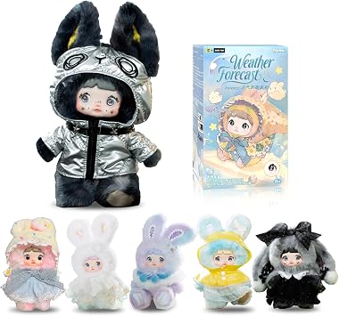 Plush Blind Box,Cute Nommi Weather Forecast Series Stuffed Blind Box Doll 1PC,Unique Designs Keychain & Bag Charm,Cute Anime Vinyl Plushies Collectible for Birthday Random 1PC