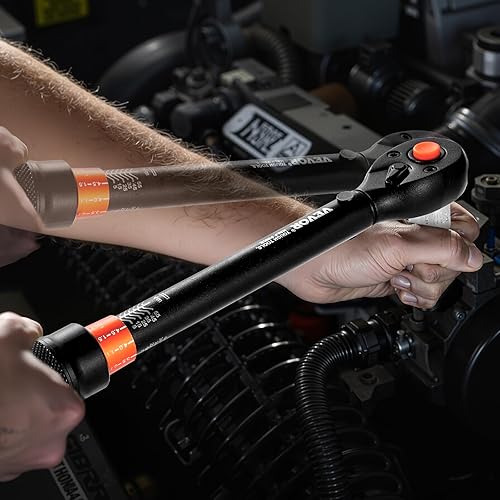 Miniatura 60 de VEVOR Llave dinamométrica de clic de 1/2 pulgada 25-250ft.lb/34-340n.m, juego de llaves dinamométricas ajustables de doble dirección, juego