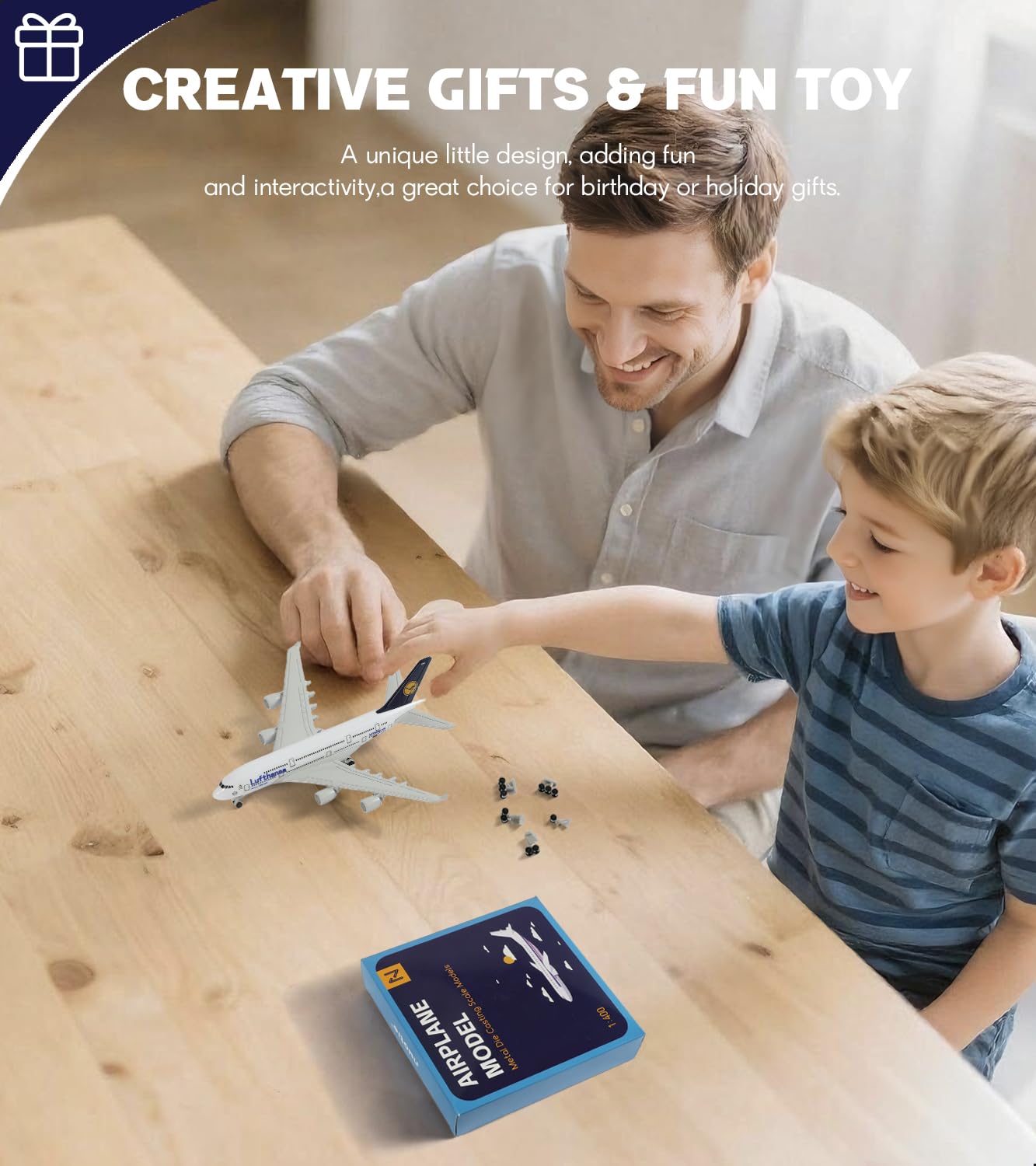 1/400 A380 Metallmodell für Lufthansa Airbus A380 mit Rädern (15.5 cm) geeignet für Luftfahrt-Enthusiasten zum Ausstellen, kann auch als Geschenk oder Dekoration verwendet Werden
