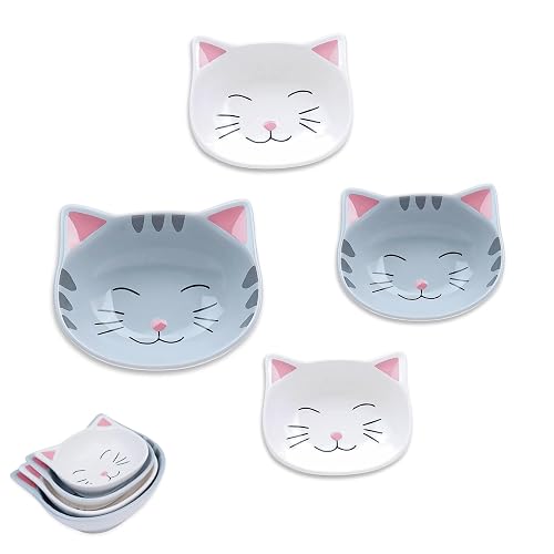 Cat Measuring Cups Set, Whimsical Cat Kitchen Accessories & Baking Gifts, Stacking Unique Measuring Cups for Cat Mom, Fun & Cute Baking Supplies for Pet Lovers, Durable Ceramic Kitchen Decor, Set of 4