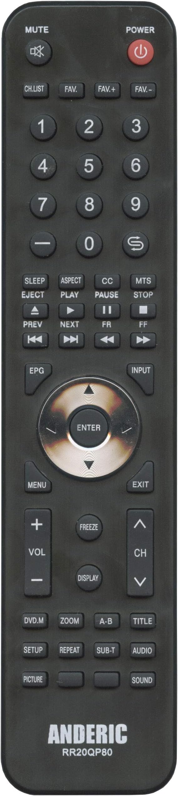 AndericRCA/Proscan RE20QP80 TV/DVD Replacement Remote for RE20QP06 RE20QP08 RE20QP13 RE20QP14 RE20QP00 RE20QP18 CSTRE20QP18 RE20QP56 RE20QP05 RE20QP11 RE20QP28 RE20QP29 RE20QP80 RE20QP83