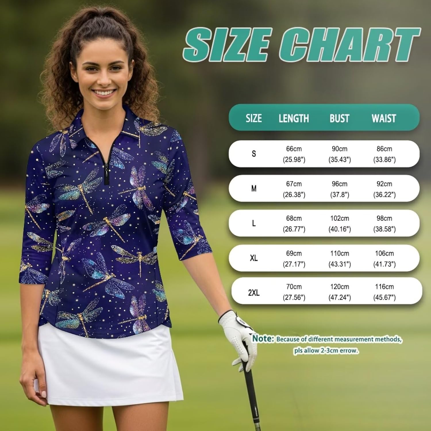 TODIYADDU Womens Golf Shirts Workout 3/4 Sleeve Tops for Women Polo Shirts for Tennis/Running S-2XL