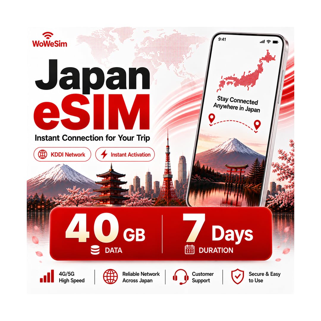 Japan eSIM 40GB -7 Days 5G LTE Hotspot No Physical SIM