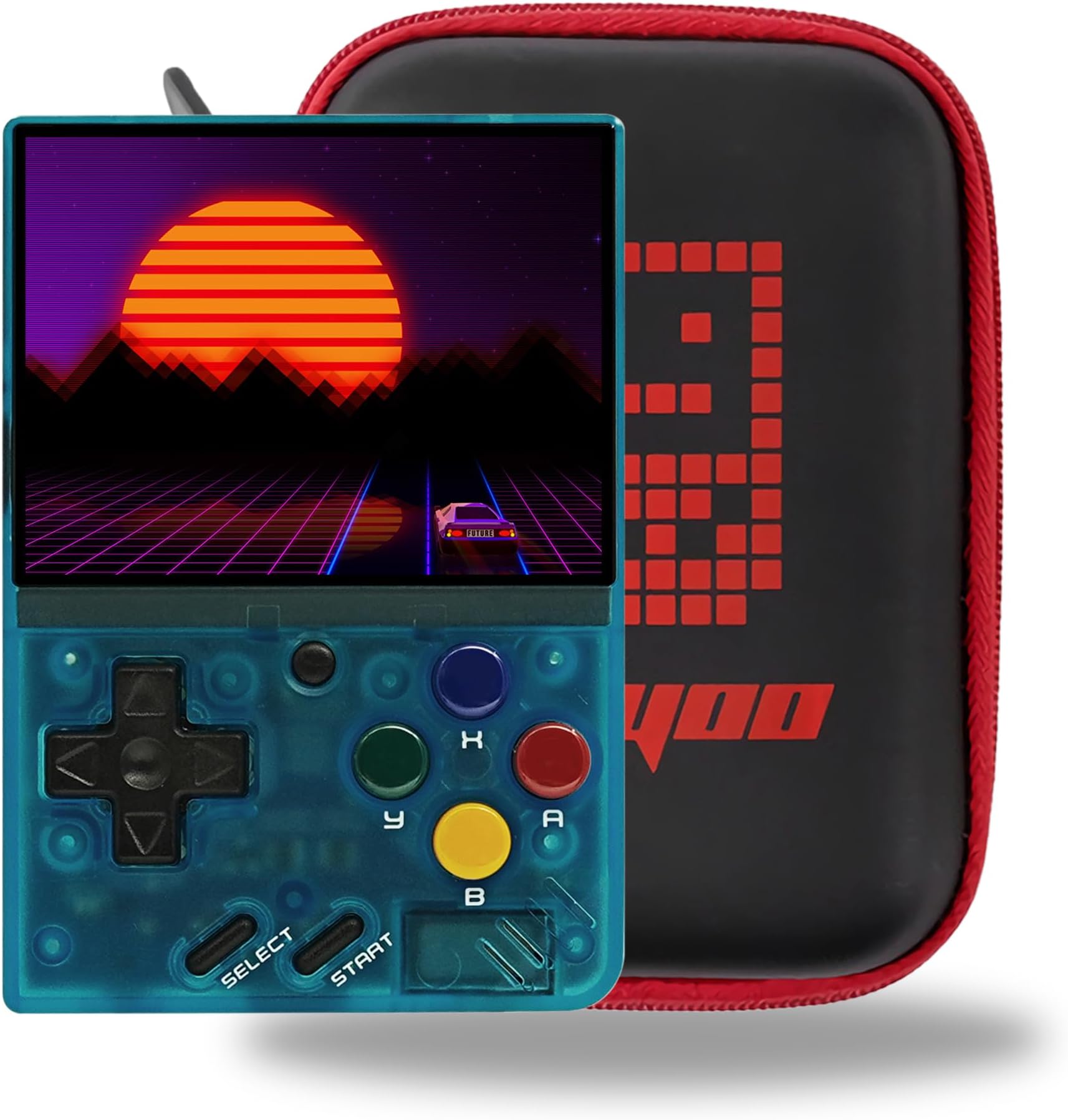 Miyoo Mini V4 Handheld Game Console 2.8" 750 x 560 IPS Screen 2000mAh Miyoo-Mini v4 with Portable Case Transparent Blue