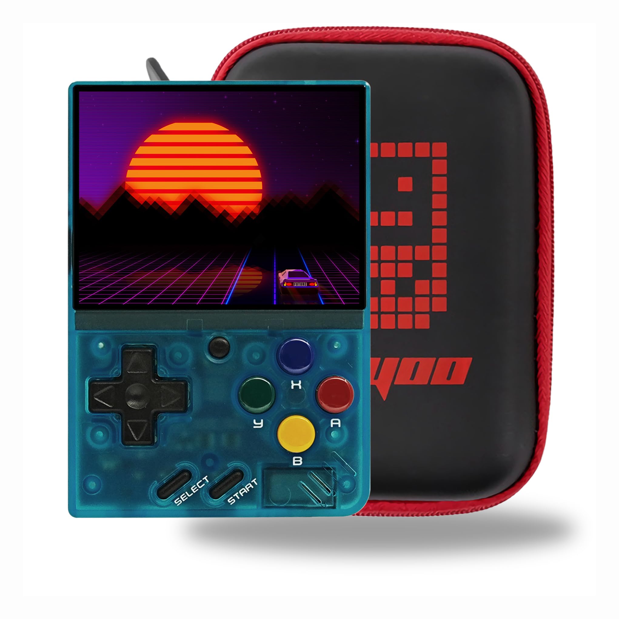 Miyoo Mini V4 Handheld Game Console 2.8" 750 x 560 IPS Screen 2000mAh Miyoo-Mini v4 with Portable Case Transparent Blue