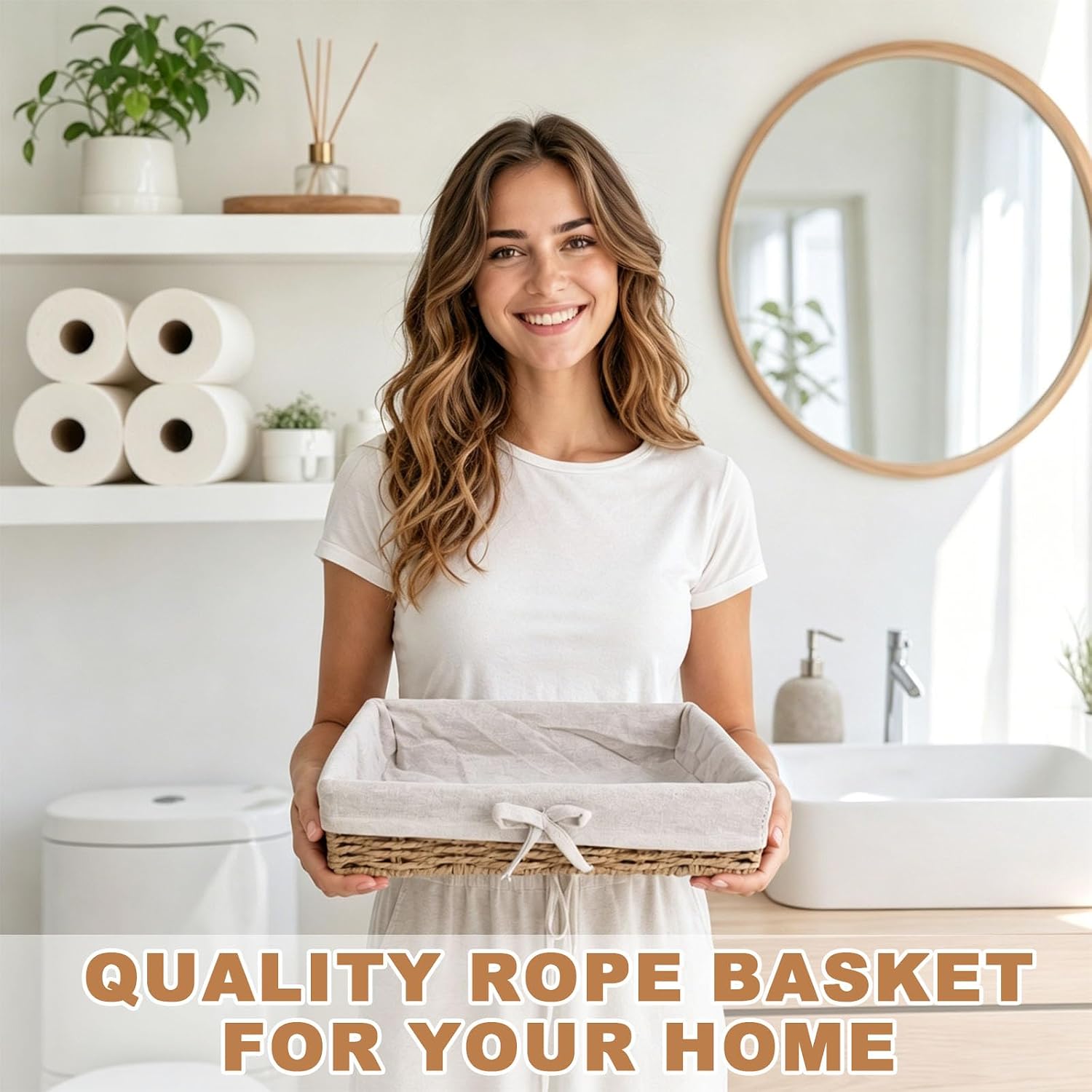 2-Piece Toilet Paper Storage Basket Set with Washable Liner