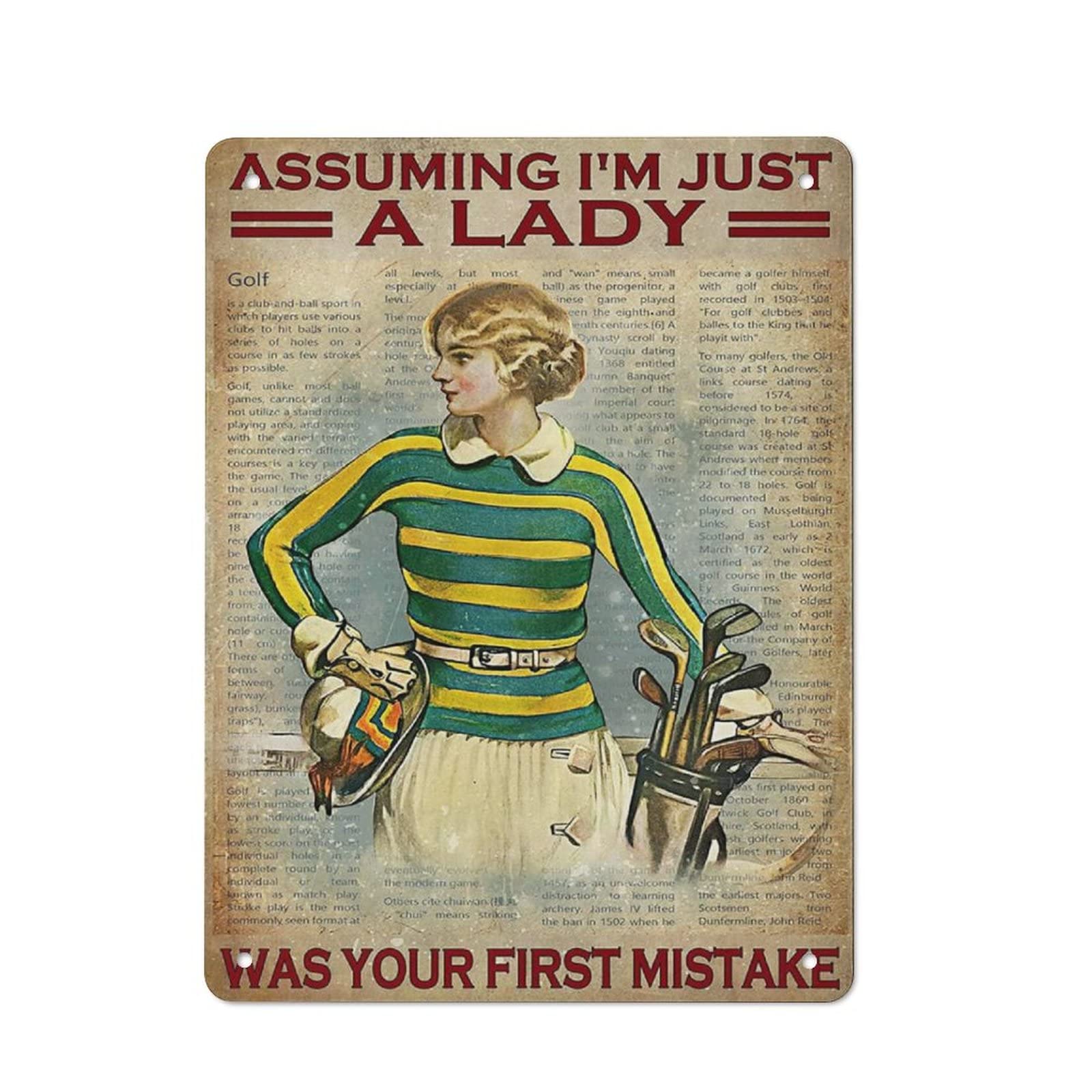 AOOEDM Assuming I'm Just A Lady Metal Tin Signs for Man Cave Funny Art Wall Plaque Kitchen Bar Sign Coffee Shop Garage Wall Decor Hanging Decor