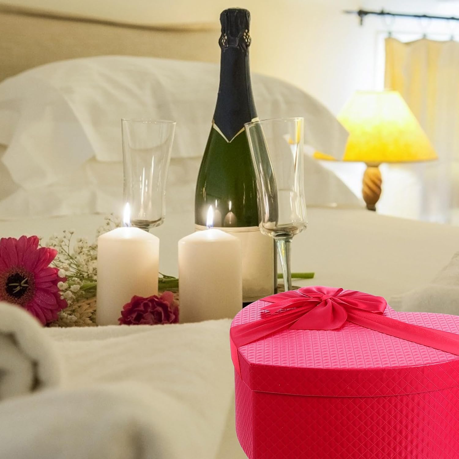 Amosfun Wedding Packing Box Heart Shaped Storage Container 9X7X3.5 Inches Red Paper Box for Wedding Party Favors Candy and Birthday Presents - Image 6